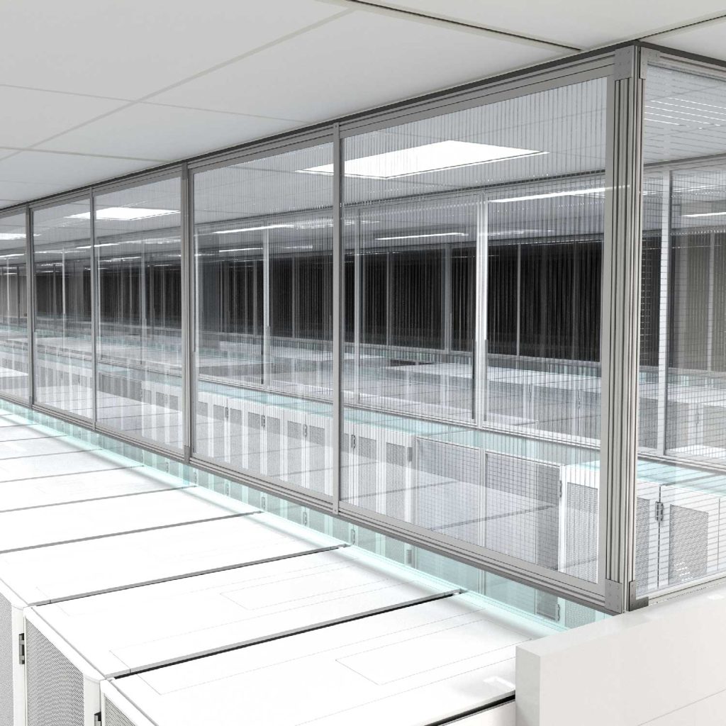top view of airflow in aisle containment system