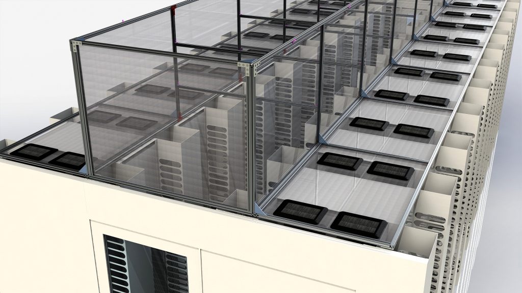 aerial view of contained aisle, rendering