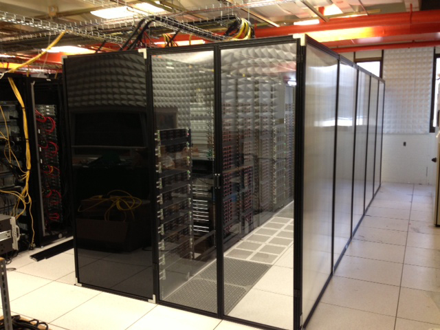 photo of hot aisle containment system in a small data center