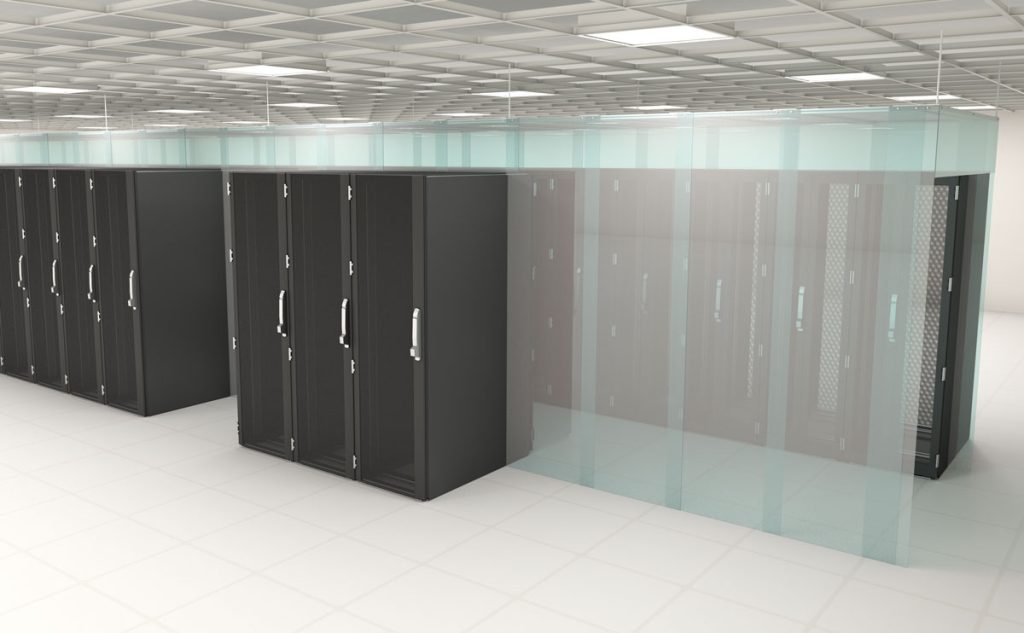 aisle containment around servers in data center